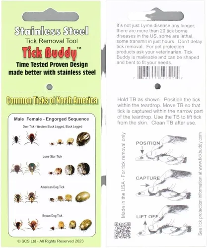 Vista 4 de Tick Buddy - Herramienta de eliminación de garrapatas de acero inoxidable para perros, gatos, mascotas y personas