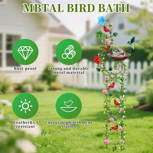 Vista 2 de YADOOLIFE Bañera para pájaros de 57 pulgadas con enrejado de jardín para plantas trepadoras al aire libre, pequeños enrejados decorativos de metal