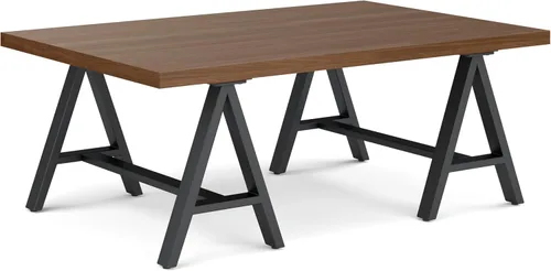 Vista 21 de Simpli Home - Sawhorse - Mesa de centro, color castaño oscuro., Pino, Distressed Grey
