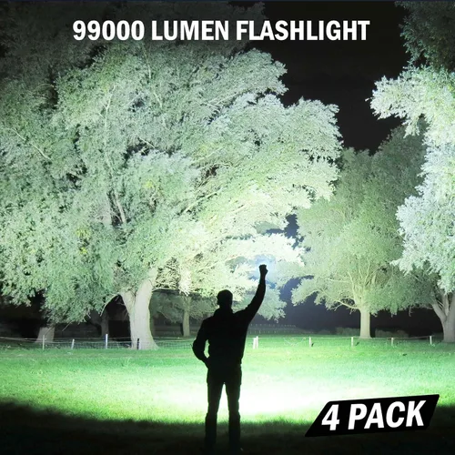 Vista 2 de Lylting Linternas Recargables Altos Lúmenes, 4 Pack 99,000 Lúmenes Linternas LED con Batería de 5000mAh, Linternas Multifuncionales Impermeables