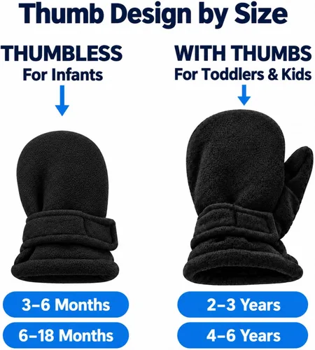 Vista 7 de N'Ice Caps Baby Toddler Mittens Kids 2 Pair Pack Fleece Warm Sherpa Lined Negro + Gris