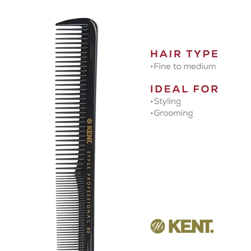 Vista 6 de Kent SPC80 Peine de corte estilo salón con dientes anchos y finos, peine profesional de corte de pelo de peluquero para peinar y burlas para todo