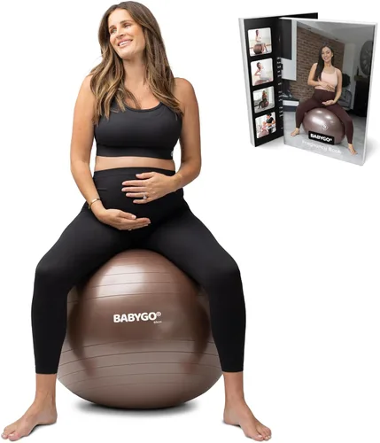 Vista 18 de BABYGO Pelota de Parto – Juego de pelota y libro de yoga para embarazo, trabajo de parto y ejercicio con enfoque en trimestres, fisioterapia
