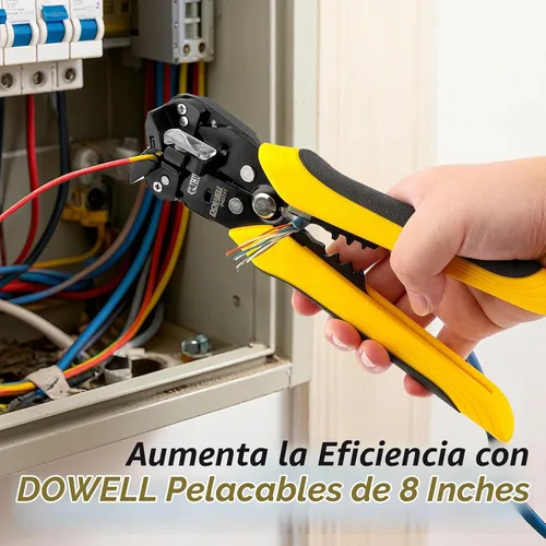 Vista 5 de DOWELL Pelacables automático 10-24 AWG, herramienta multifuncional 3 en 1 para pelar, cortar y engarzar, herramienta eléctrica duradera de alta