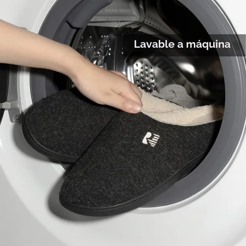 Vista 7 de RockDove - Pantuflas para hombre con forro de sherpa y espuma de memoria Negro