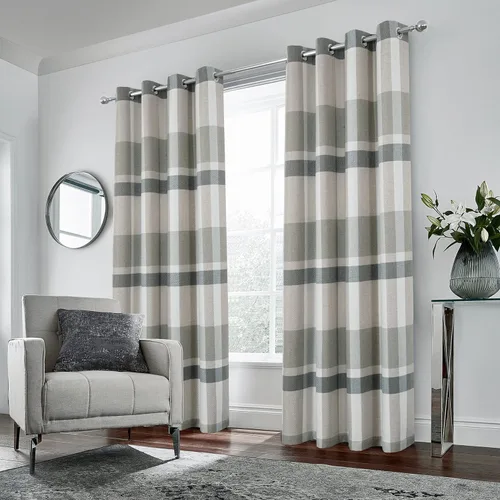 Vista 26 de always4u - Cortinas de cuadros beige con ojales, aspecto de lana, modernas para sala de estar y dormitorio, decoración del hogar, cortinas a