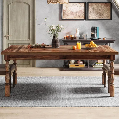 Vista 10 de Tribesigns Mesa de comedor de madera de 62 pulgadas para 4 a 6 personas, mesa de cocina rectangular grande de granja, mesa de comedor moderna, Negro
