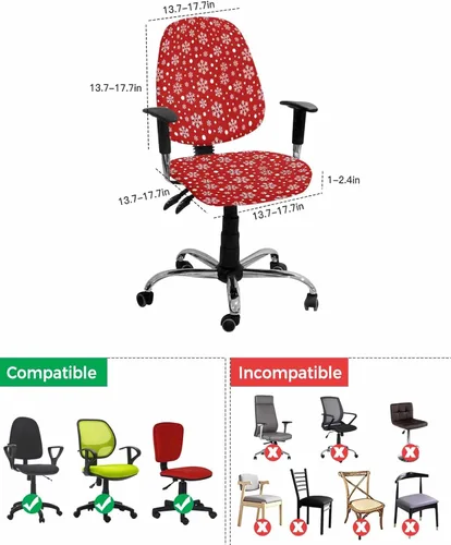 Vista 5 de Fundas elásticas para silla de oficina de copo de nieve de Navidad, 2 piezas, suave, decorativo, protector para silla de escritorio, protector