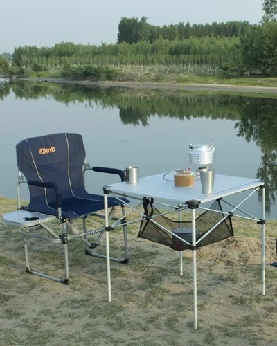 Vista 2 de iClimb Alu ligero y estable. Mesa cuadrada plegable enrollable con bolsa de transporte para camping, picnic, patio trasero, barbacoa, campamento