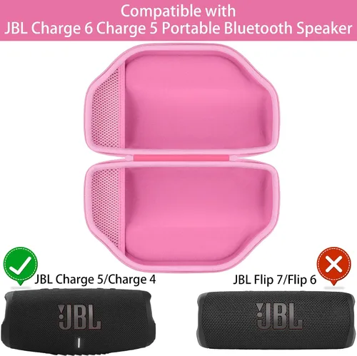 Vista 3 de Funda rígida rosa+cubierta de silicona rosa para altavoz Bluetooth JBL Charge 6