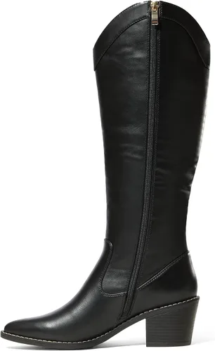 Vista 4 de DREAM PAIRS Botas vaqueras para mujer, vaquera occidental, con cremallera, tacón grueso, punta puntiaguda, botas altas hasta la rodilla