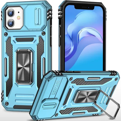 Vista 17 de Funda para iPhone 12 Pro Max con cubierta deslizante para cámara, con soporte para anillo de dedo, soporte magnético para automóvil, para iPhone 12