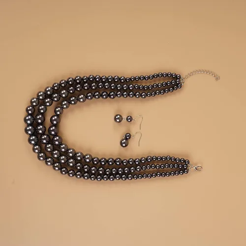 Vista 4 de YERTTER Juego de gargantillas vintage de los años 20, collar de perlas grandes, collar de perlas de imitación de múltiples hebras, collar de perlas