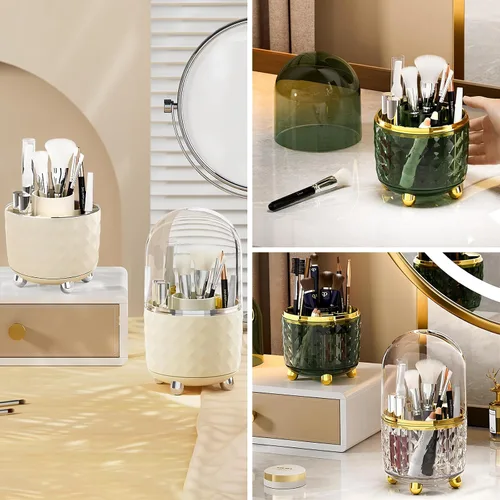 Vista 4 de DASITON Organizador de brochas de maquillaje, organizador y almacenamiento de maquillaje giratorio de 360°, organizador de cosméticos giratorio