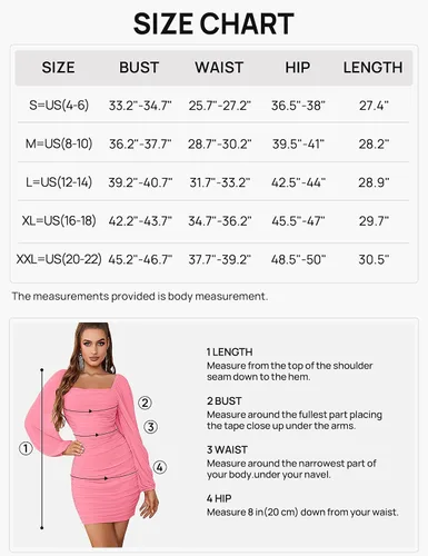 Vista 6 de MEROKEETY Minivestido de manga larga con cuello cuadrado para mujer