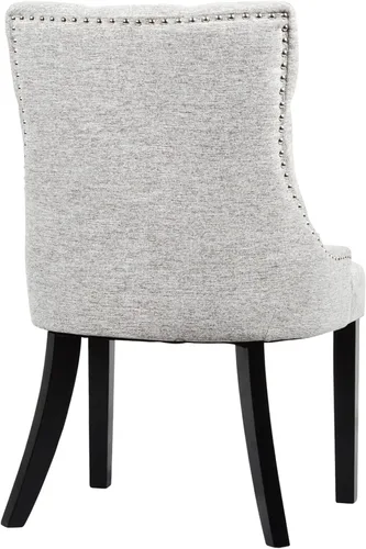 Vista 7 de asunflower Juego de 6 sillas de comedor tapizadas con patas de madera negra, cómodas y sillas de cocina grandes con respaldo copetudo