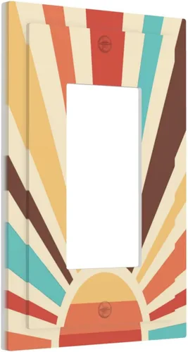 Vista 35 de Placa de pared abstracta con diseño de amanecer retro, arco iris, puesta de sol, sin dispositivo, placa de pared decorativa en blanco, placa frontal