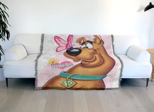 Vista 6 de LOGOVISION Scooby Doo! - Manta de 50 x 60 pulgadas, tejido de mariposa, mezcla de algodón, manta con flecos
