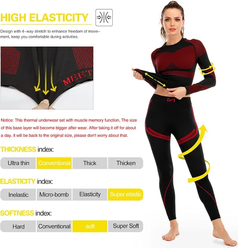 Vista 4 de MEETYOO Thermal Underwear for Women, Winter Warm Long Johns Thermal Sets Cold Weather Gear Base Layer for Skiing Running