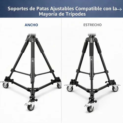 Vista 4 de Elite Series - Trípode universal profesional con ruedas de bloqueo y bloqueo de un solo paso para todas las cámaras y videocámaras y un paño