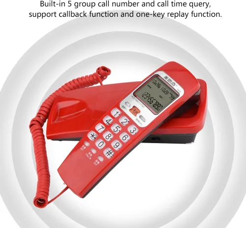 Vista 3 de Hakeeta Moda/DTMF Teléfono fijo con cable estándar con identificación de llamadas, función de devolución de llamada de soporte y función