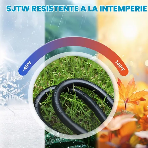 Vista 6 de Cable de extensión de alimentación corto, 16AWG/13A, ahorrador de toma, enchufe macho de 3 clavijas a enchufe hembra, cable de extensión