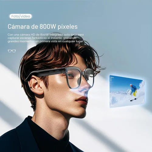Vista 2 de Lentes inteligentes AI con cámara 4K, gafas de sol de grabación de video Bluetooth, traductor en tiempo real para más de 100 idiomas, asistente