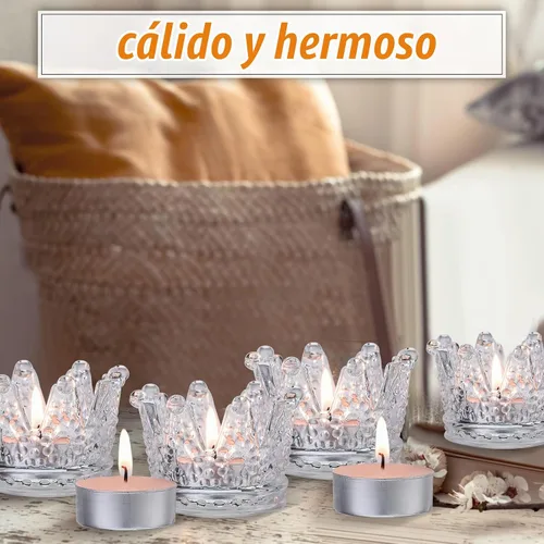 Vista 6 de Portavelas votivo de corona transparente, 24 piezas, estilo transparente Candelabros de cristal de corona a granel, centros de mesa de quinceañera