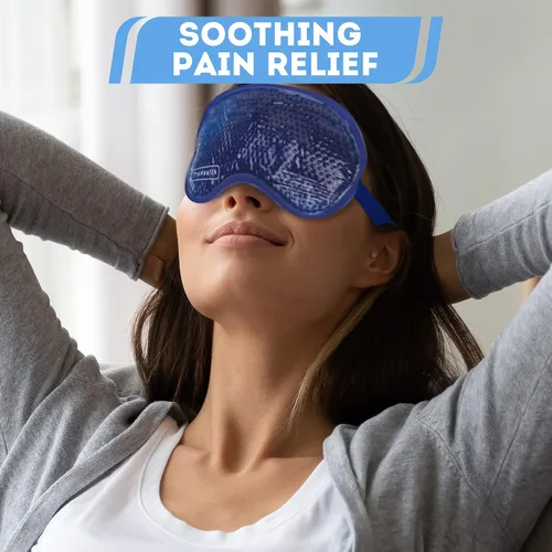 Vista 6 de Máscaras de gel para ojos calientes y fríos, paquete de hielo reutilizable aprobado por la FSA HSA que proporciona alivio del dolor de hielo y calor