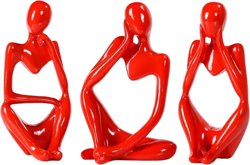 Vista 10 de BMLCGJ Estatua del pensador dorada, escultura de arte abstracto decorativa, figuras coleccionables de resina dorada para decoración del hogar, sala