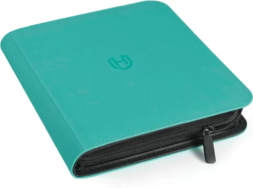 Vista 20 de Carpeta de tarjetas de 4 bolsillos con cremallera, 288 bolsillos para tarjetas comerciales Premium PU Cover, Side Loading, Ringless Card Binder