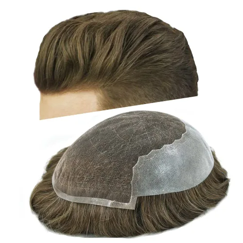 Vista 31 de Mens Toupee Human Hair Replacement System Swiss Lace Toupee For Men Hair Piece Protesis Capilar Mens Hairpiece 5X7#1 Jet Black 120% Density