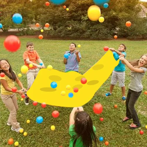 Vista 4 de Sonyabecca Yellow Hole Tarp Team Building Games for Work with 8 Pcs Team Building Ball for Teamwork Group Learning Fun