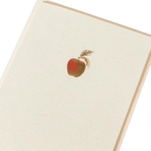 Vista 3 de Graphique Tarjetas de Apple, paquete de 10 tarjetas con sobres, saludos para todas las ocasiones, interior en blanco, relieve de lámina dorada
