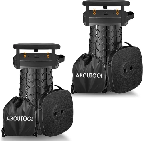 Vista 7 de aboutool Paquete de 2 taburetes plegables – Taburete plegable portátil para adultos, ligero pero resistente, capacidad de 400 libras para camping