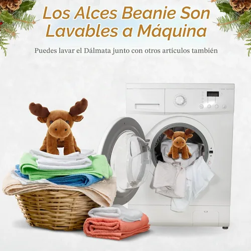Vista 7 de Plushland Beanie Moose Sitting - Juguetes de peluche de 7 pulgadas, súper suave, para vacaciones de invierno (gorro de alce gorro)