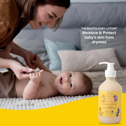 Vista 7 de Loción vegana orgánica para bebés, caléndula y lavanda para una hidratación suave durante el sueño, recién nacidos y todo tipo de piel, botella