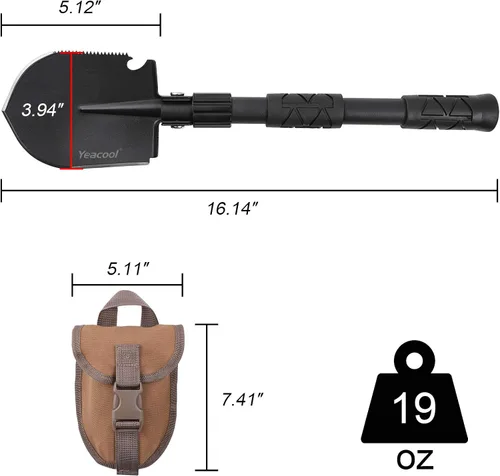 Vista 4 de Pala plegable de supervivencia multiherramienta, herramienta de atrincheramiento militar resistente con pico, pala plegable para recuperación