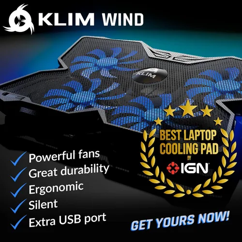 Vista 2 de KLIM Wind Almohadilla de Refrigeración para Laptop - Más de 500 000 Unidades Vendidas - Nueva Versión - El Ventilador de Refrigeración de Acción