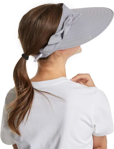 Vista 7 de icolor Gorra de sol para mujer UPF50 desmontable con solapa visera de ala ancha protección solar sombreros de senderismo