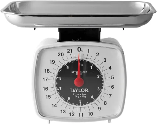 Vista 8 de Taylor Báscula de cocina analógica Báscula de alimentos mecánica, capacidad de 22 lb, Multicolor
