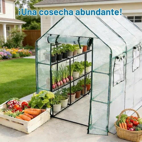 Vista 5 de SUNGIFT - Invernadero para exteriores, blanco, 56 x 85 x 77 pulgadas