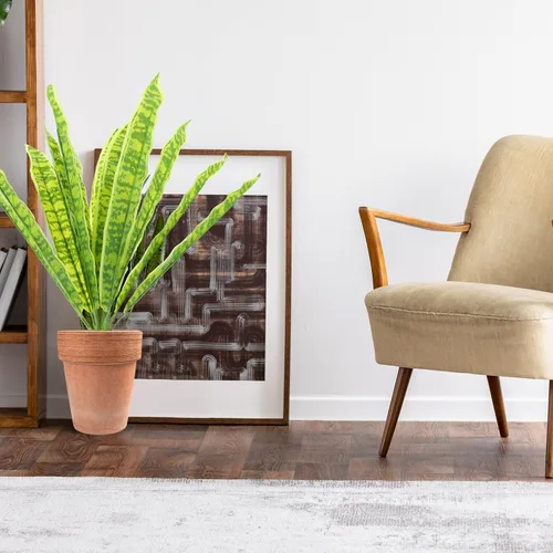 Vista 7 de HOMSFOU Plantas de interior Sansevieria Planta de serpiente, vegetación de plástico, planta de agave artificial para decoración de interiores