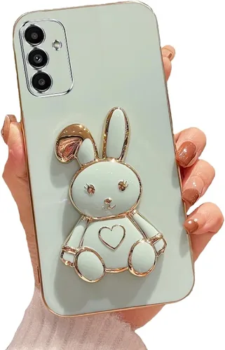 Vista 41 de Funda con soporte de conejo de corazón para Samsung Galaxy A10, cubierta protectora de TPU suave galvanizada a prueba de golpes con bonito soporte