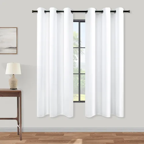 Vista 48 de KOUFALL Cortinas de Baño Aqua para Ventana, Juego de 2 Paneles Decoración Costera Cortinas Cortas Opacas para Ventana Pequeña de Cocina Puerta