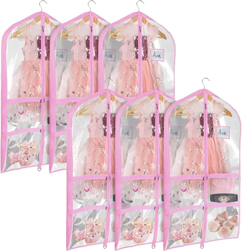 Vista 19 de Univivi Bolsas de PVC transparente para disfraz de baile, bolsa de ropa de 35 pulgadas para competiciones de baile, con 3 bolsillos separados