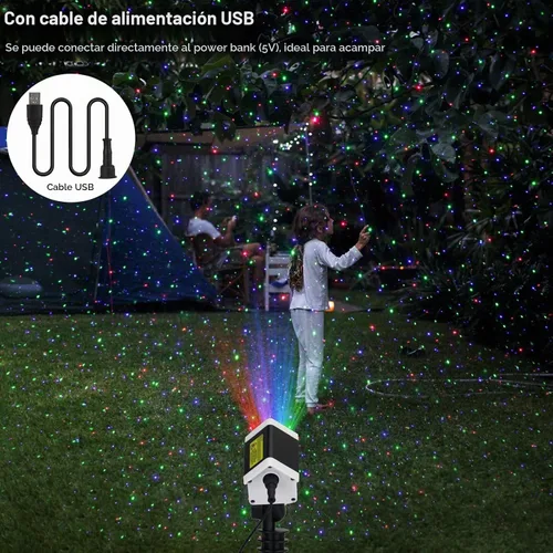Vista 7 de Luces láser de Navidad, luces láser de jardín al aire libre, proyector de estrellas con luciérnaga móvil para exteriores, interiores, Navidad, verde