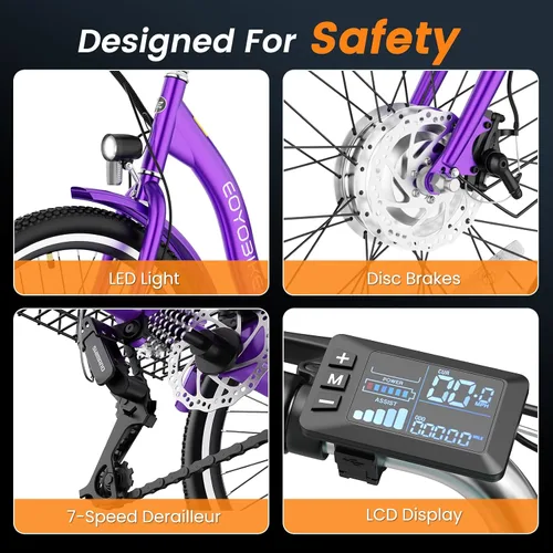 Vista 4 de MOPHOTO Triciclo eléctrico para adultos y personas mayores, E-Trike de 3 ruedas de 24/26 pulgadas con batería extraíble de 36 V motor de 350 W