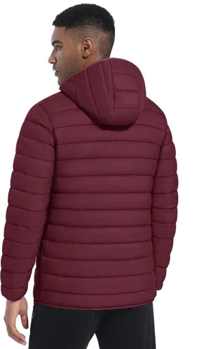Vista 4 de TACVASEN Chaqueta acolchada con capucha para hombre, impermeable, impermeable, con aislamiento, ligera, cortavientos, acolchada