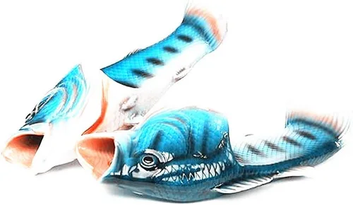 Vista 4 de Pantuflas unisex de pescado, sandalias de lubina, pantuflas de animales y peces Azul